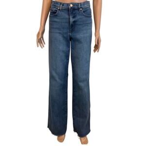 Express 10 R wide leg high rise raw hem stretch jean J2 2721